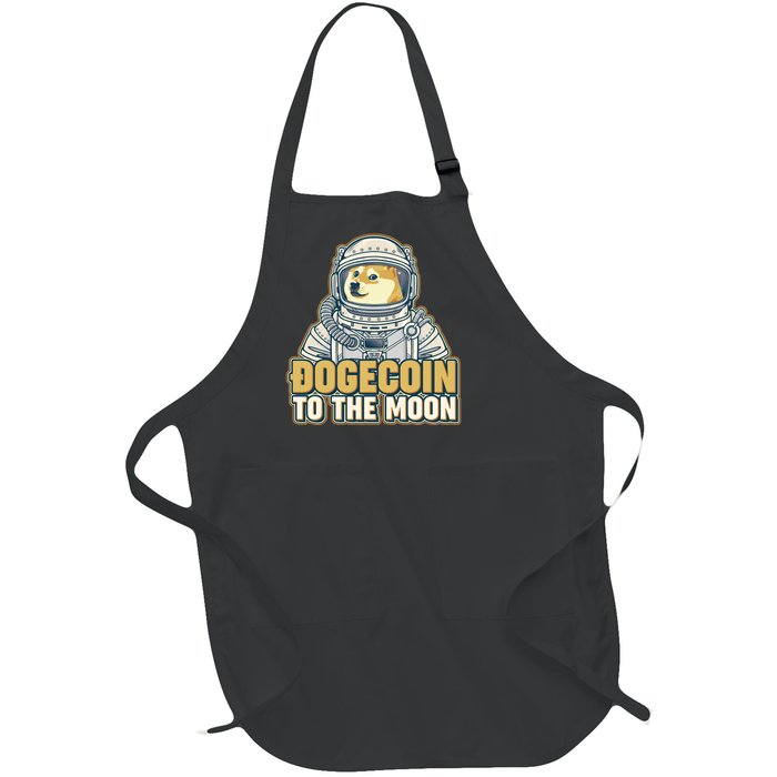 Astronaut Dogecoin To The Moon Crypto Full-Length Apron With Pockets