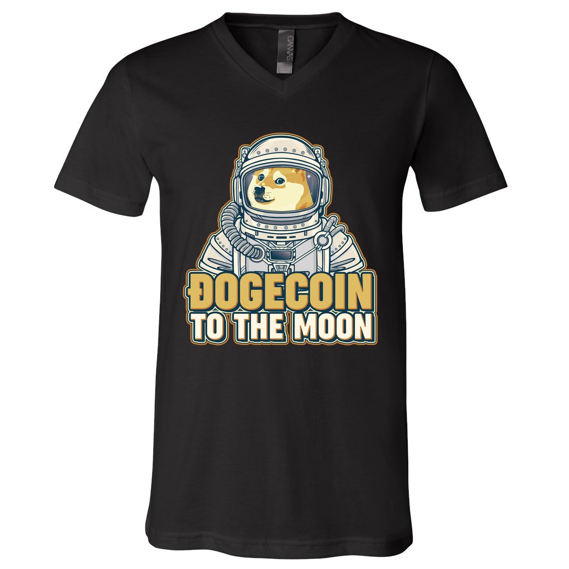 Astronaut Dogecoin To The Moon Crypto V-Neck T-Shirt