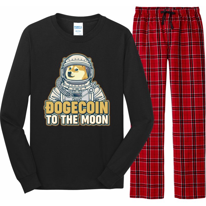 Astronaut Dogecoin To The Moon Crypto Long Sleeve Pajama Set