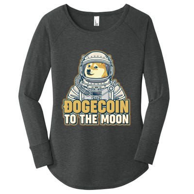 Astronaut Dogecoin To The Moon Crypto Women's Perfect Tri Tunic Long Sleeve Shirt