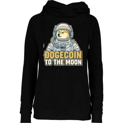 Astronaut Dogecoin To The Moon Crypto Womens Funnel Neck Pullover Hood