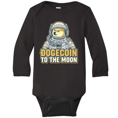 Astronaut Dogecoin To The Moon Crypto Baby Long Sleeve Bodysuit