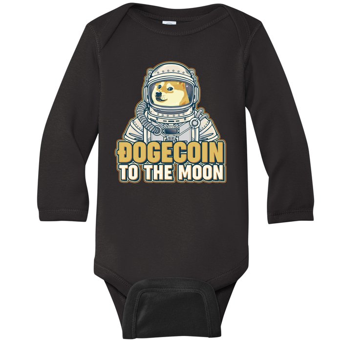 Astronaut Dogecoin To The Moon Crypto Baby Long Sleeve Bodysuit