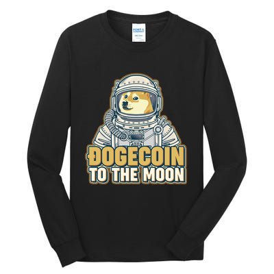 Astronaut Dogecoin To The Moon Crypto Tall Long Sleeve T-Shirt