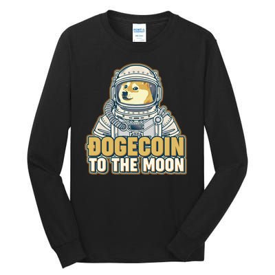 Astronaut Dogecoin To The Moon Crypto Tall Long Sleeve T-Shirt