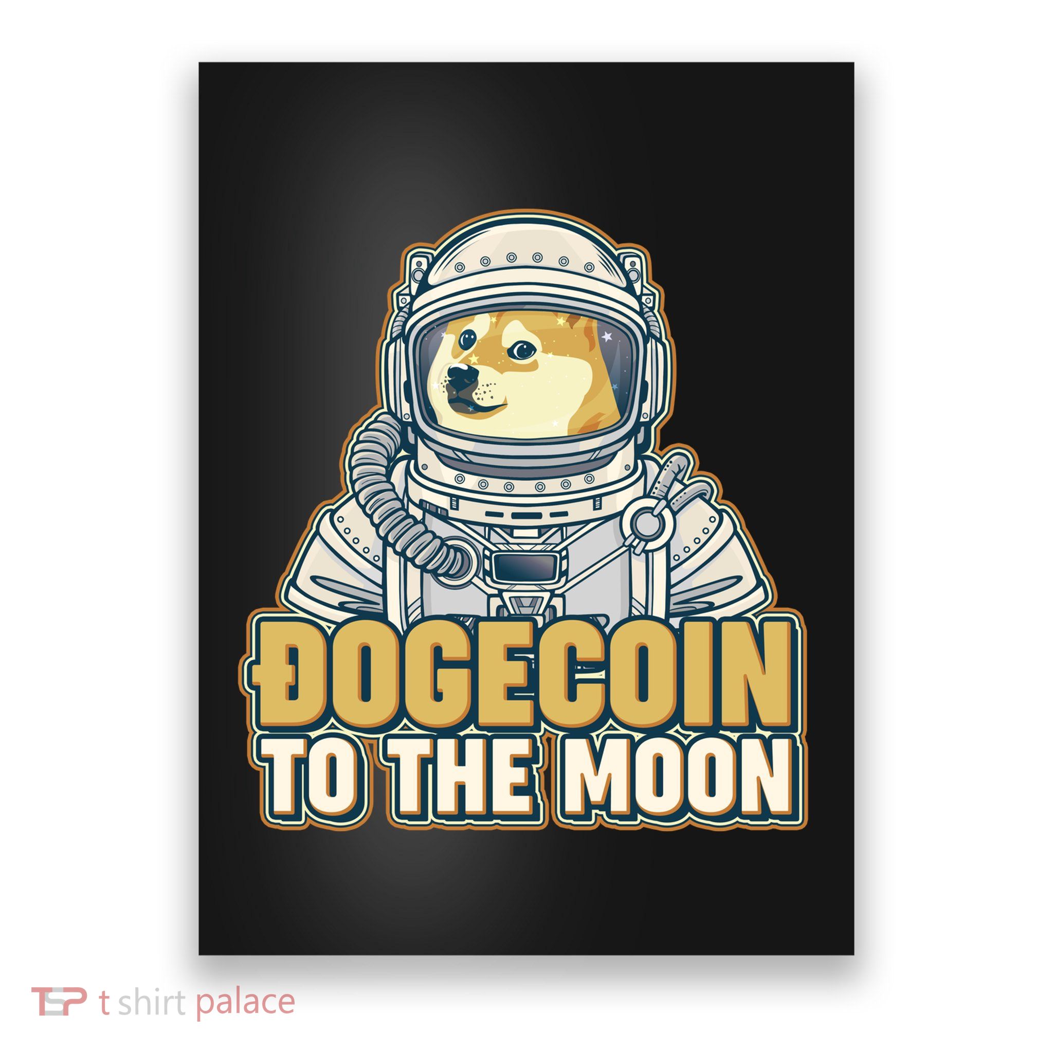 Astronaut Dogecoin To The Moon Crypto Poster