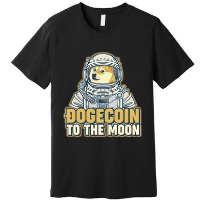 Astronaut Dogecoin To The Moon Crypto Premium T-Shirt
