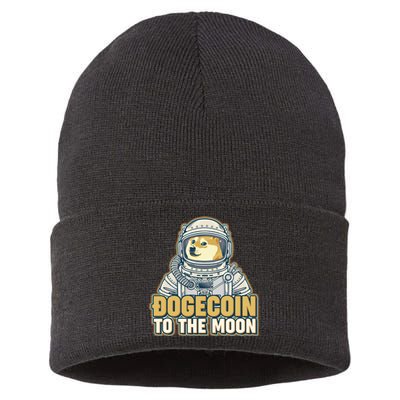 Astronaut Dogecoin To The Moon Crypto Sustainable Knit Beanie