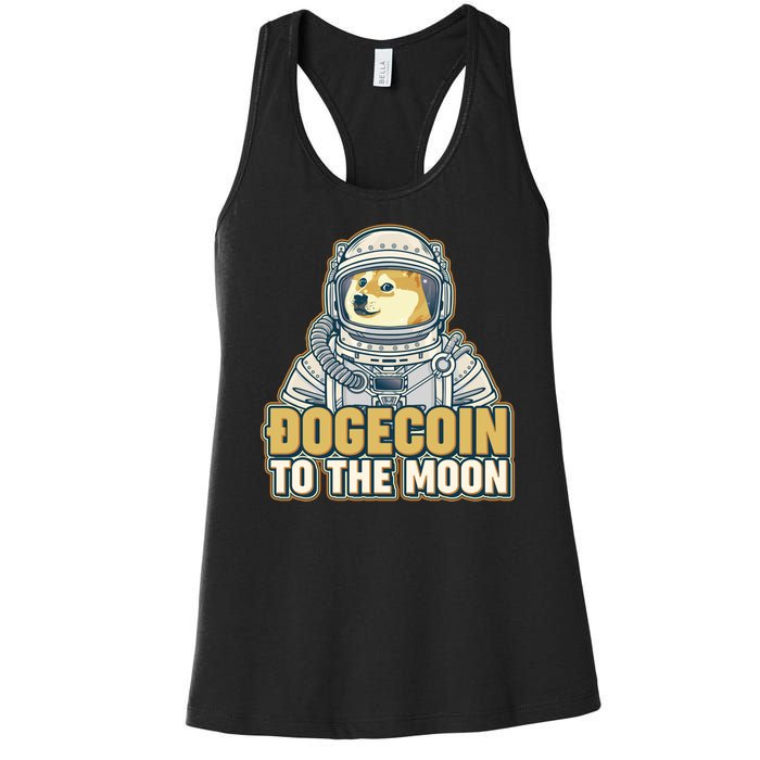 Astronaut Dogecoin To The Moon Crypto Women's Racerback Tank