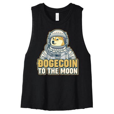 Astronaut Dogecoin To The Moon Crypto Women's Racerback Cropped Tank