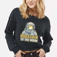 Astronaut Dogecoin To The Moon Crypto Cropped Pullover Crew