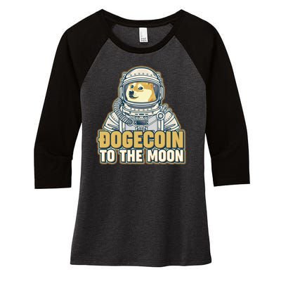 Astronaut Dogecoin To The Moon Crypto Women's Tri-Blend 3/4-Sleeve Raglan Shirt