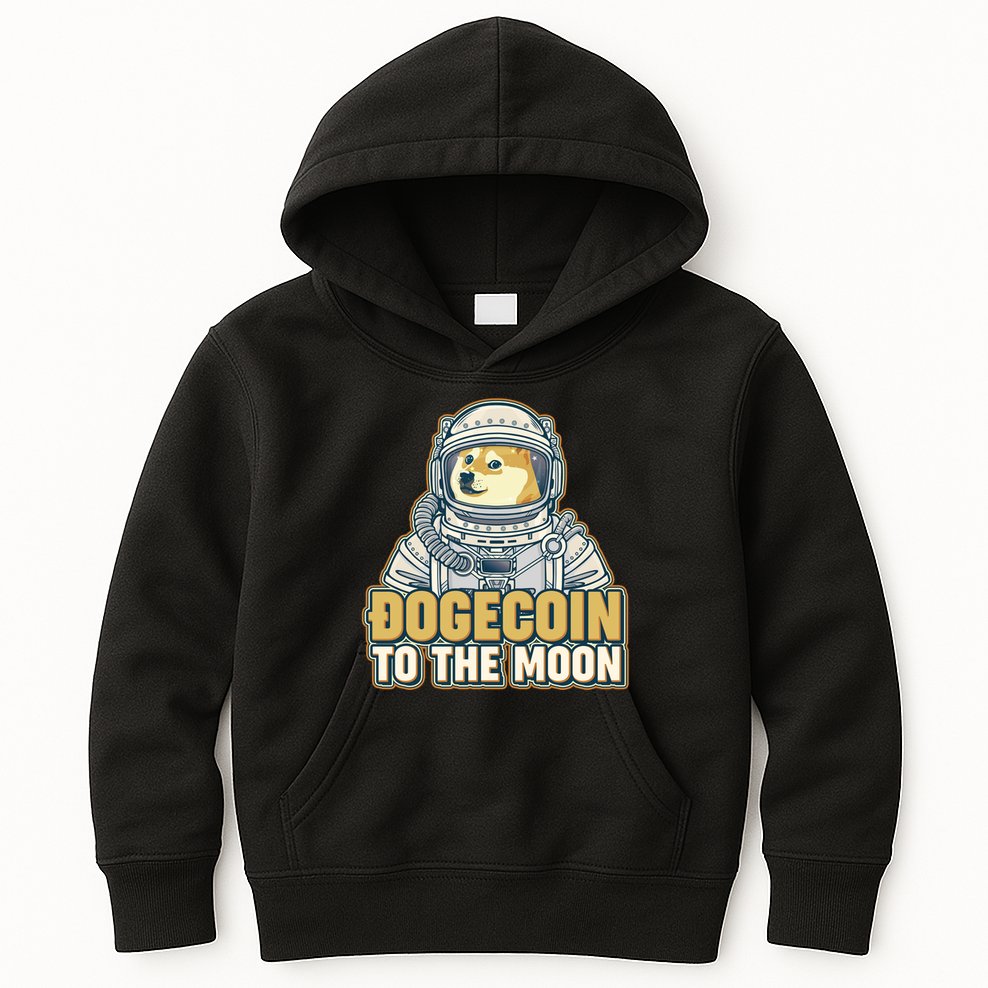 Astronaut Dogecoin To The Moon Crypto Kids Hoodie