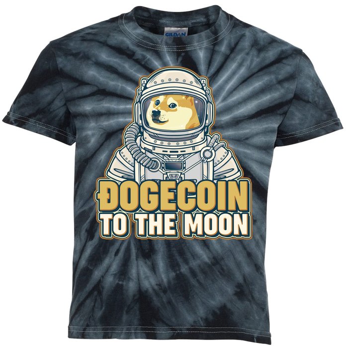 Astronaut Dogecoin To The Moon Crypto Kids Tie-Dye T-Shirt