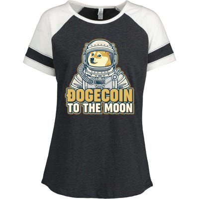 Astronaut Dogecoin To The Moon Crypto Enza Ladies Jersey Colorblock Tee