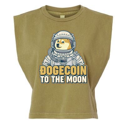 Astronaut Dogecoin To The Moon Crypto Garment-Dyed Women's Muscle Tee