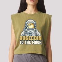 Astronaut Dogecoin To The Moon Crypto Garment-Dyed Women's Muscle Tee