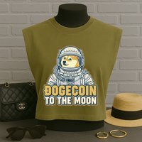 Astronaut Dogecoin To The Moon Crypto Garment-Dyed Women's Muscle Tee