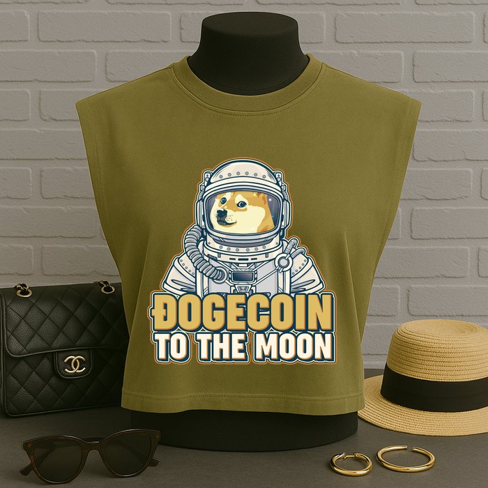 Astronaut Dogecoin To The Moon Crypto Garment-Dyed Women's Muscle Tee