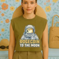 Astronaut Dogecoin To The Moon Crypto Garment-Dyed Women's Muscle Tee