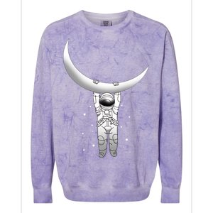 Astronaut Hanging From The Moon Colorblast Crewneck Sweatshirt