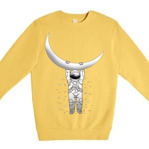 Astronaut Hanging From The Moon Premium Crewneck Sweatshirt