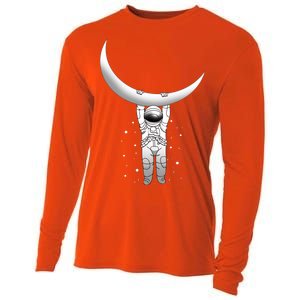 Astronaut Hanging From The Moon Cooling Performance Long Sleeve Crew