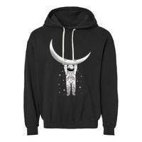 Astronaut Hanging From The Moon Garment-Dyed Fleece Hoodie
