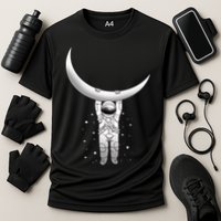 Astronaut Hanging From The Moon Performance Shirt