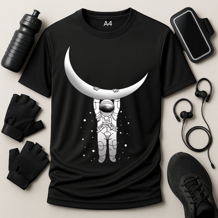 Astronaut Hanging From The Moon Performance Shirt