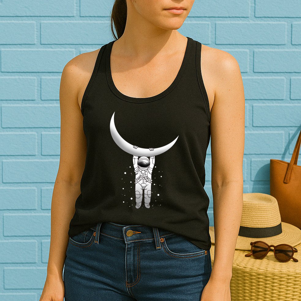 Astronaut Hanging From The Moon Womens Tank Top