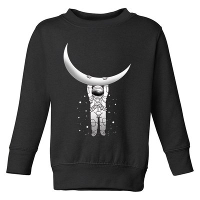 Astronaut Hanging From The Moon Toddler Sweatshirt