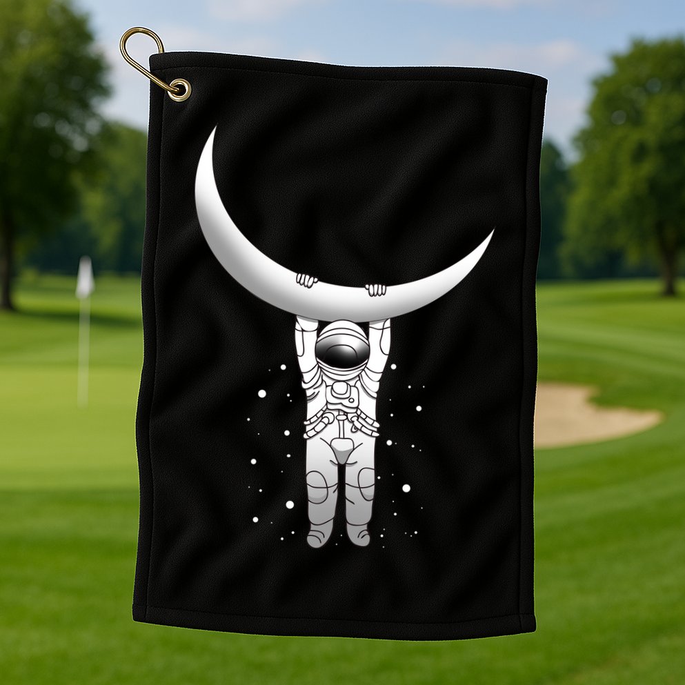Astronaut Hanging From The Moon Golf Towel