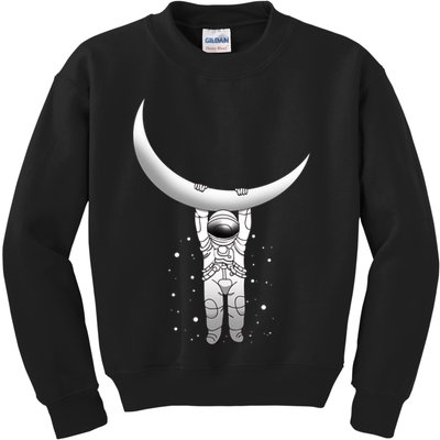 Astronaut Hanging From The Moon Kids Sweatshirt