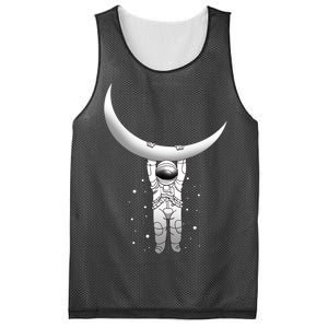 Astronaut Hanging From The Moon Mesh Reversible Basketball Jersey Tank