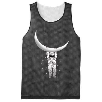 Astronaut Hanging From The Moon Mesh Reversible Basketball Jersey Tank