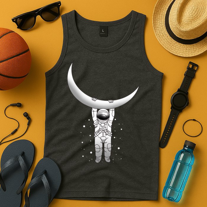 Astronaut Hanging From The Moon Tank Top