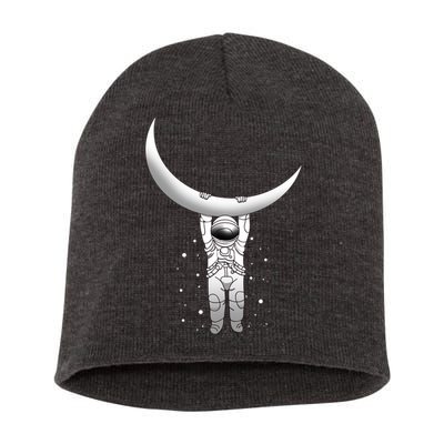 Astronaut Hanging From The Moon Short Acrylic Beanie