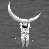 Astronaut Hanging From The Moon Short Acrylic Beanie