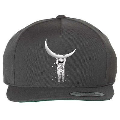 Astronaut Hanging From The Moon Wool Snapback Cap