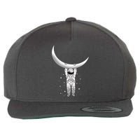 Astronaut Hanging From The Moon Wool Snapback Cap