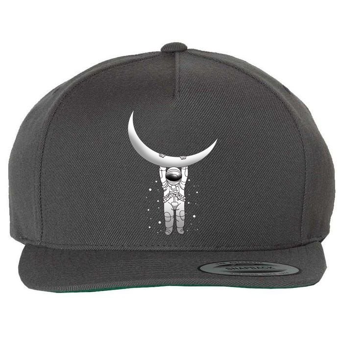 Astronaut Hanging From The Moon Wool Snapback Cap