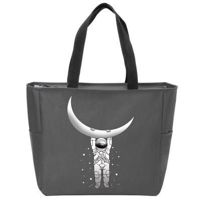Astronaut Hanging From The Moon Zip Tote Bag