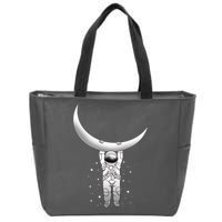 Astronaut Hanging From The Moon Zip Tote Bag