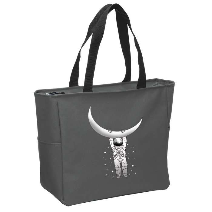 Astronaut Hanging From The Moon Zip Tote Bag