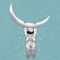 Astronaut Hanging From The Moon Sueded Cloud Jersey T-Shirt