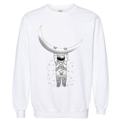 Astronaut Hanging From The Moon Garment-Dyed Sweatshirt