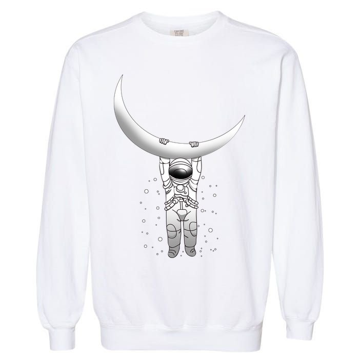 Astronaut Hanging From The Moon Garment-Dyed Sweatshirt