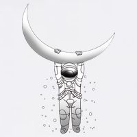 Astronaut Hanging From The Moon Garment-Dyed Sweatshirt