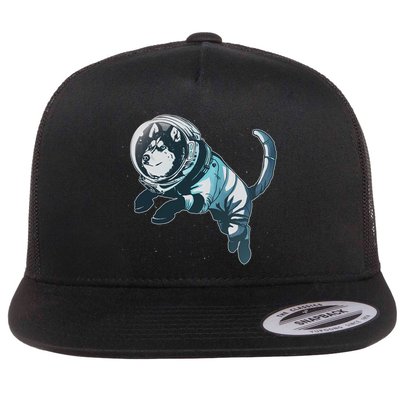 Astronaut Husky Dog Space Flatbill Hat